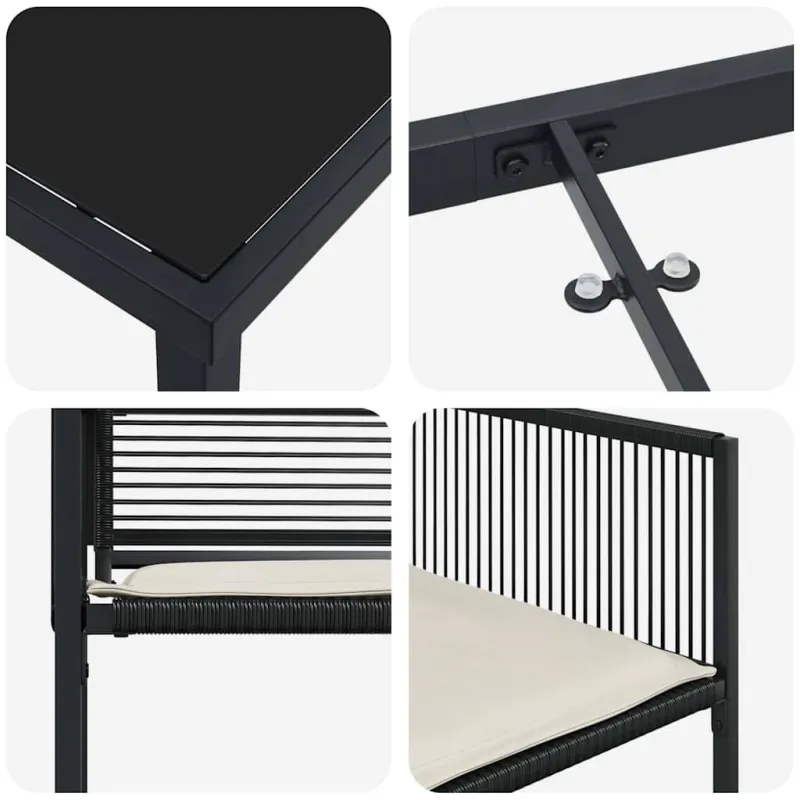Sodo valgomojo komplektas 5 pcs Juoda poliratanas