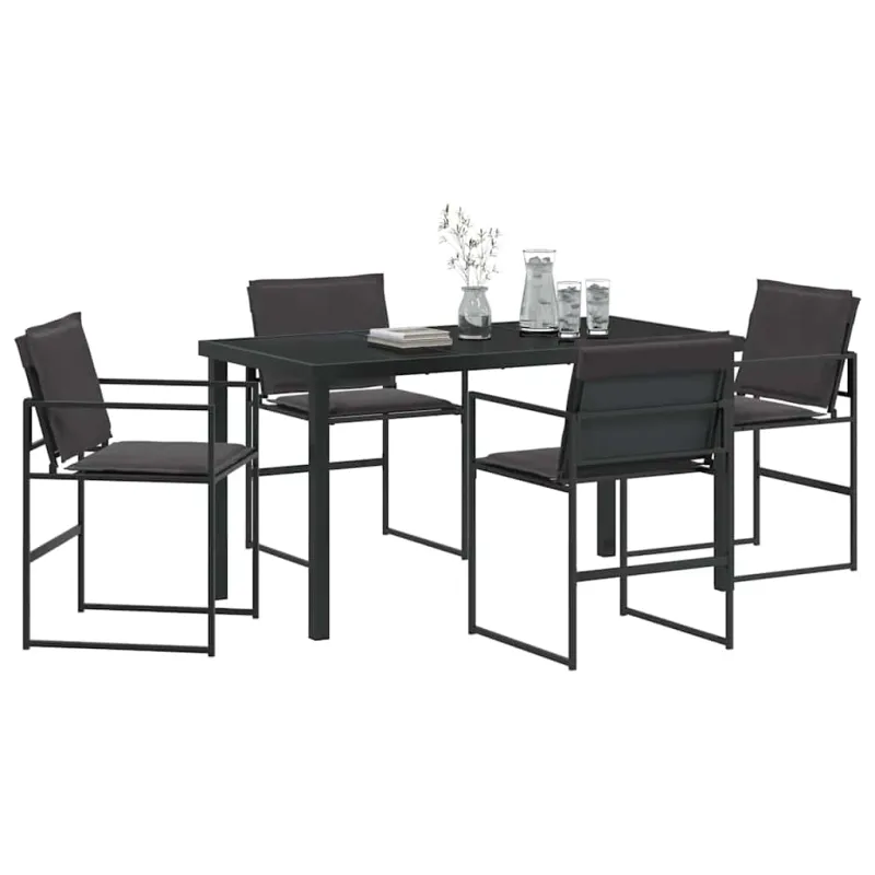 Sodo valgomojo komplektas 5 pcs Juoda 140 x 70 x 73 cm