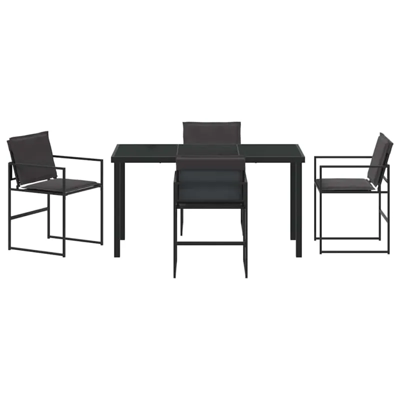 Sodo valgomojo komplektas 5 pcs Juoda 140 x 70 x 73 cm