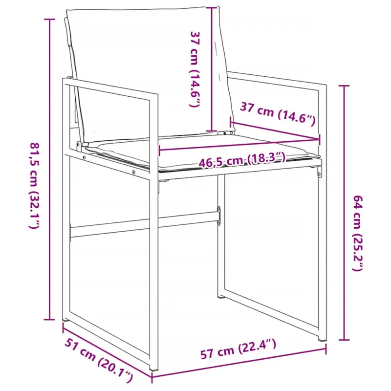 Sodo valgomojo komplektas 5 pcs Juoda 140 x 70 x 73 cm