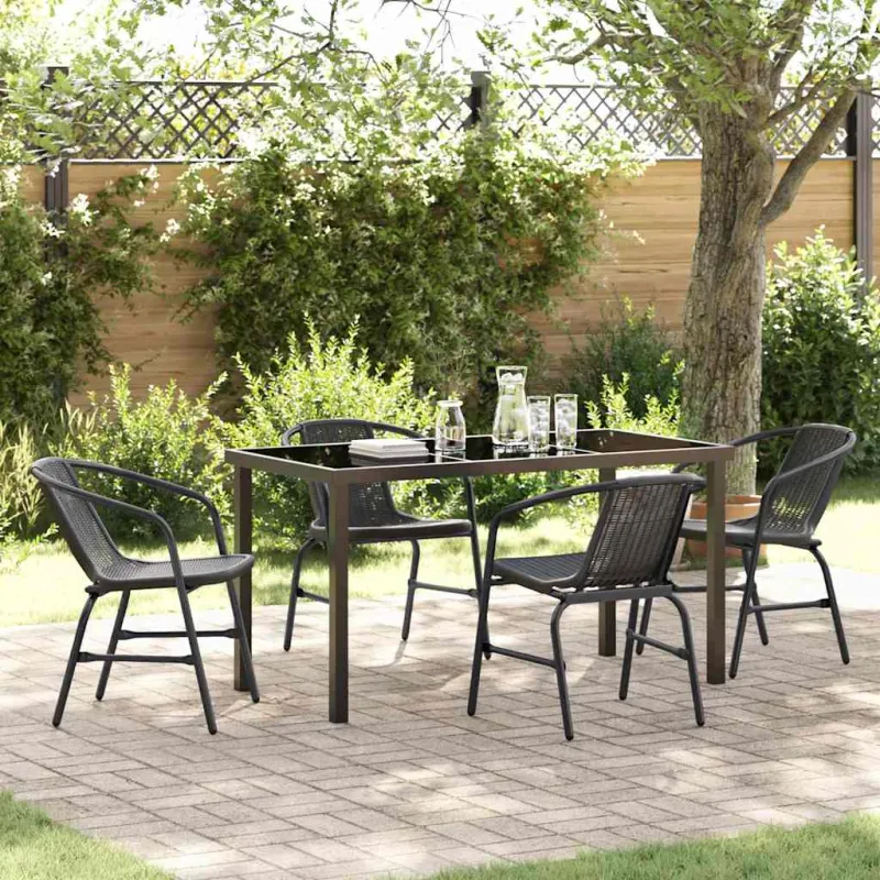 Sodo valgomojo komplektas 5 pcs Juoda