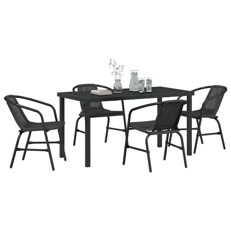 Sodo valgomojo komplektas 5 pcs Juoda