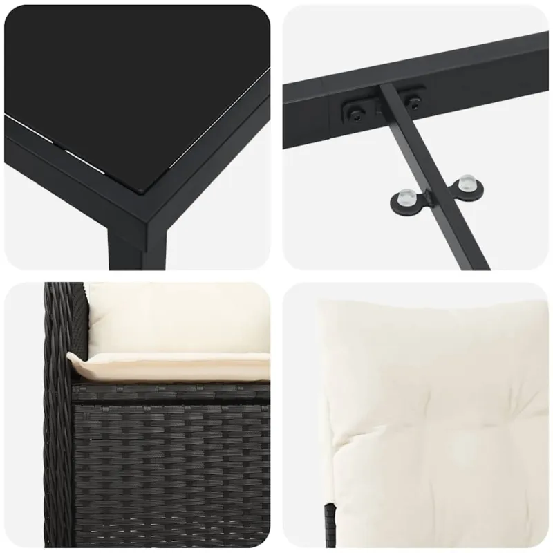 Sodo valgomojo komplektas 5 pcs Juoda poliratanas