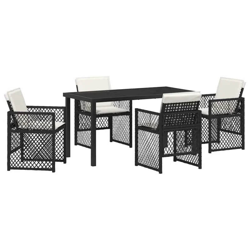 Sodo valgomojo komplektas 5 pcs Juoda poliratanas