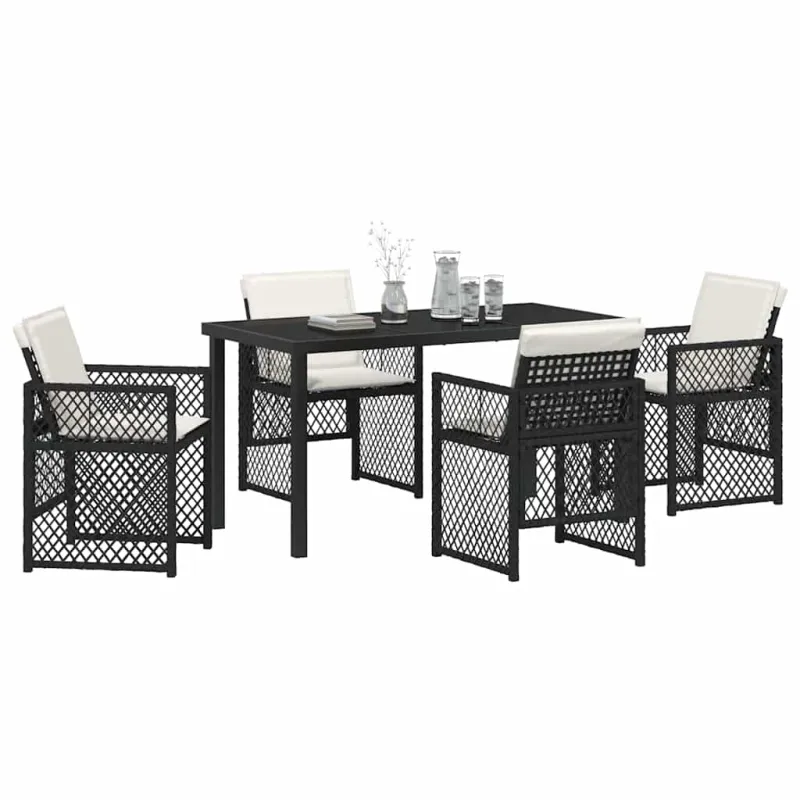 Sodo valgomojo komplektas 5 pcs Juoda poliratanas