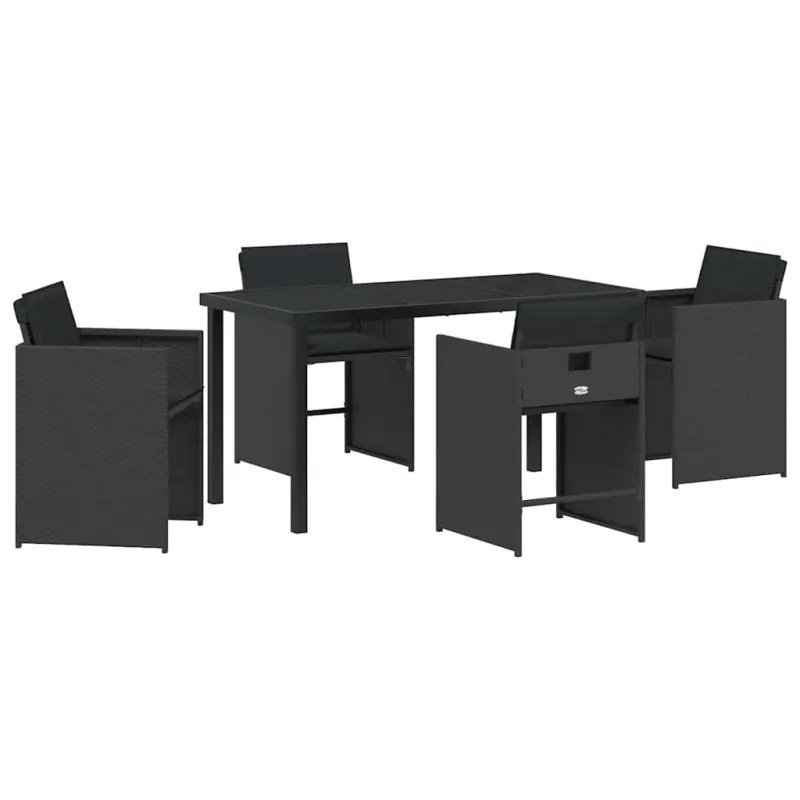 Sodo valgomojo komplektas 5 pcs Juoda poliratanas