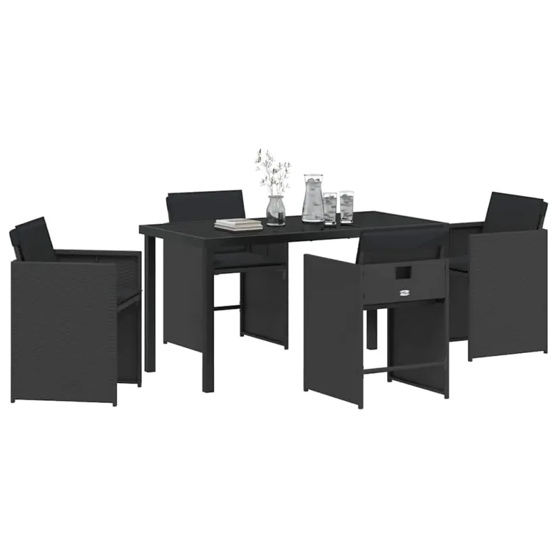 Sodo valgomojo komplektas 5 pcs Juoda poliratanas