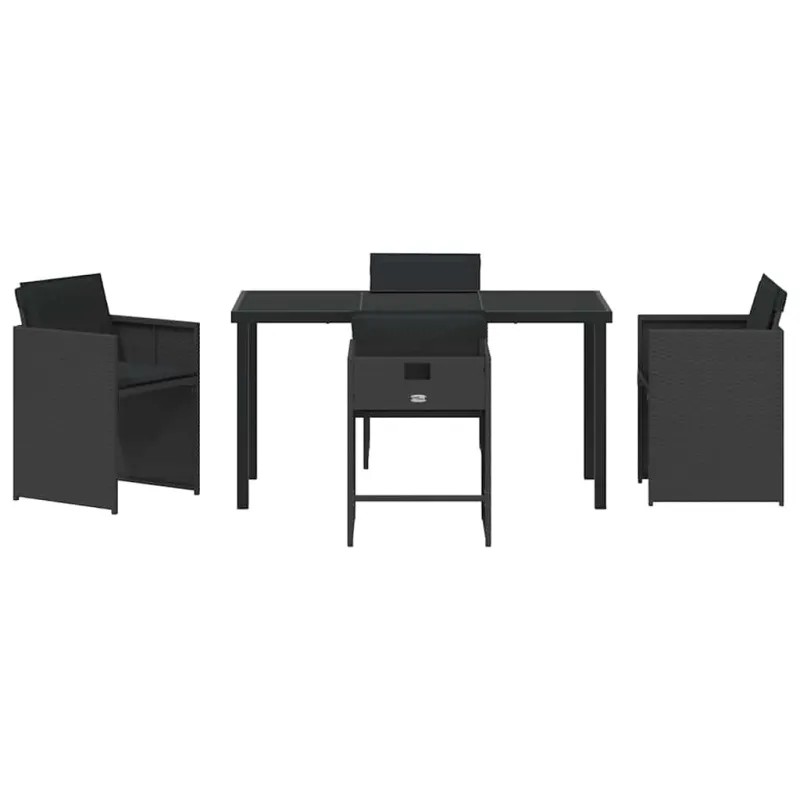 Sodo valgomojo komplektas 5 pcs Juoda poliratanas