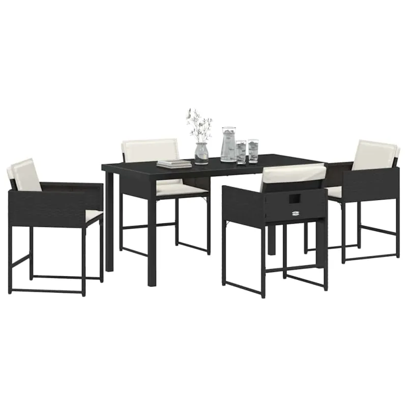 Sodo valgomojo komplektas 5 pcs Juoda poliratanas