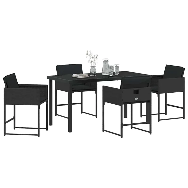 Sodo valgomojo komplektas 5 pcs Juoda poliratanas