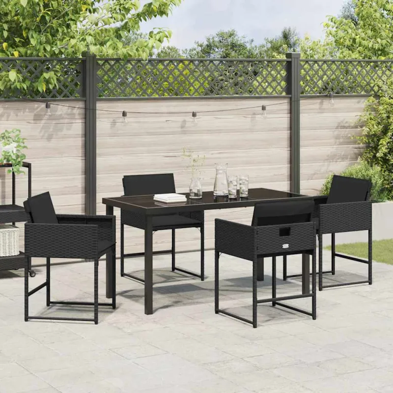 Sodo valgomojo komplektas 5 pcs Juoda poliratanas