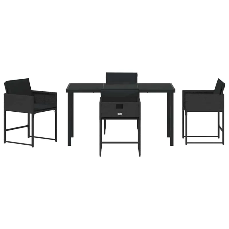 Sodo valgomojo komplektas 5 pcs Juoda poliratanas