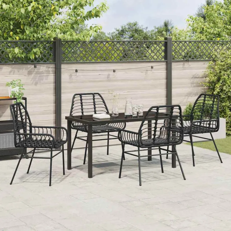 Sodo valgomojo komplektas 5 pcs Juoda poliratanas