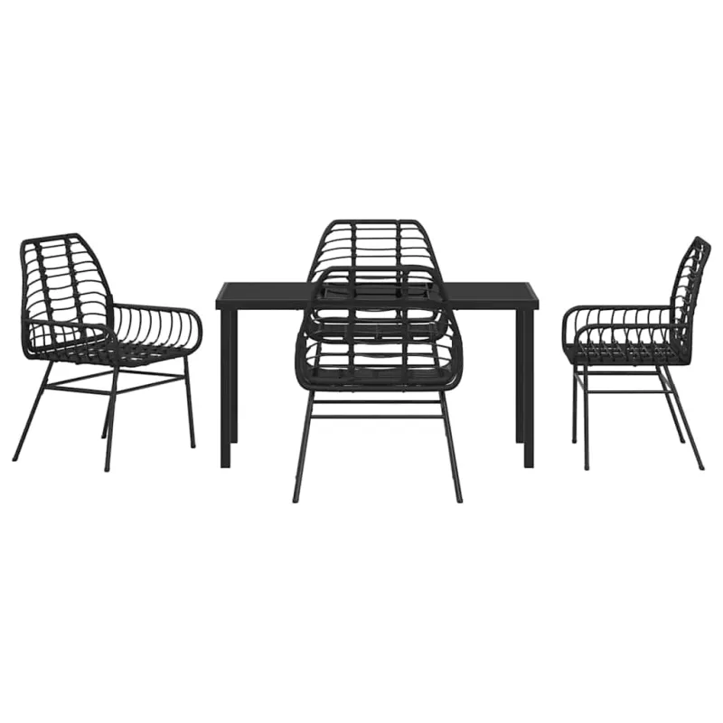 Sodo valgomojo komplektas 5 pcs Juoda poliratanas