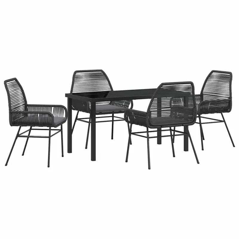 Sodo valgomojo komplektas su pagalve 5 pcs Juoda poliratanas