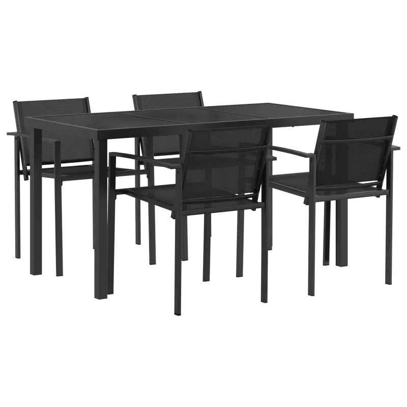 Lauko baldų komplektas 5 pcs Juoda ir Antracitas Tekstilenas