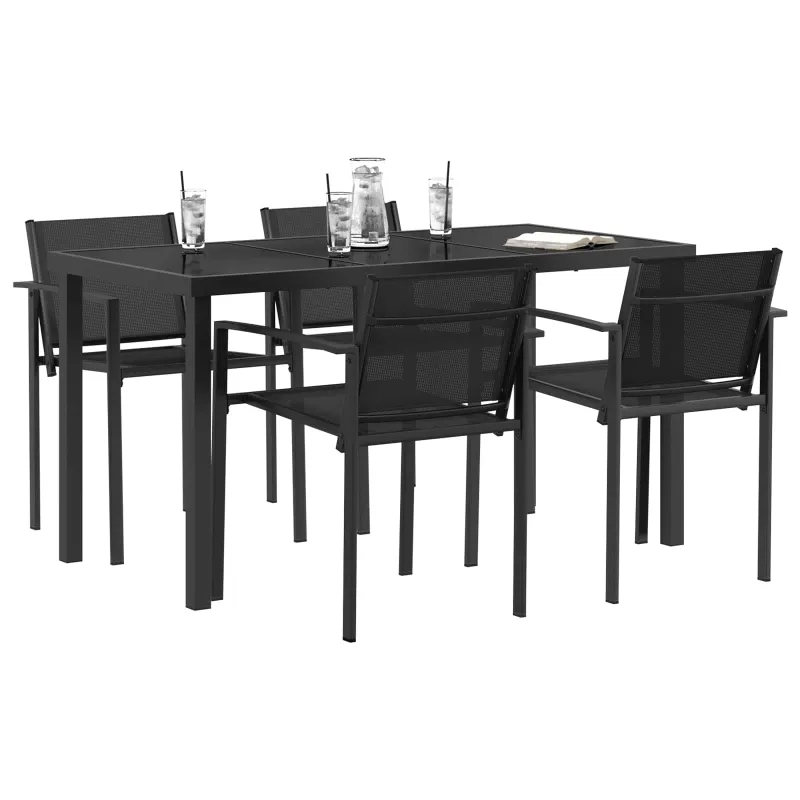 Lauko baldų komplektas 5 pcs Juoda ir Antracitas Tekstilenas