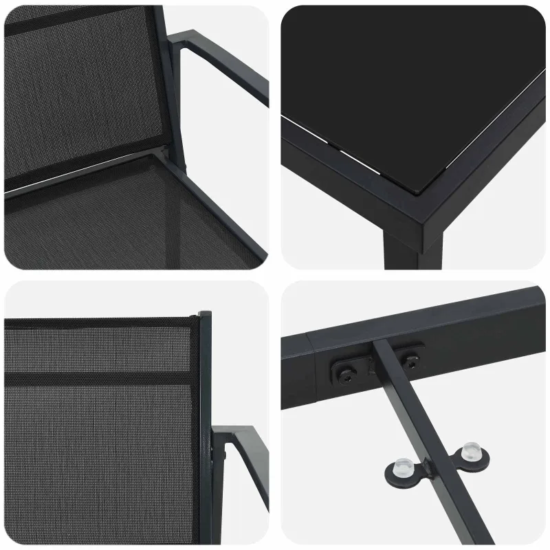 Lauko baldų komplektas 5 pcs Juoda ir Antracitas Tekstilenas