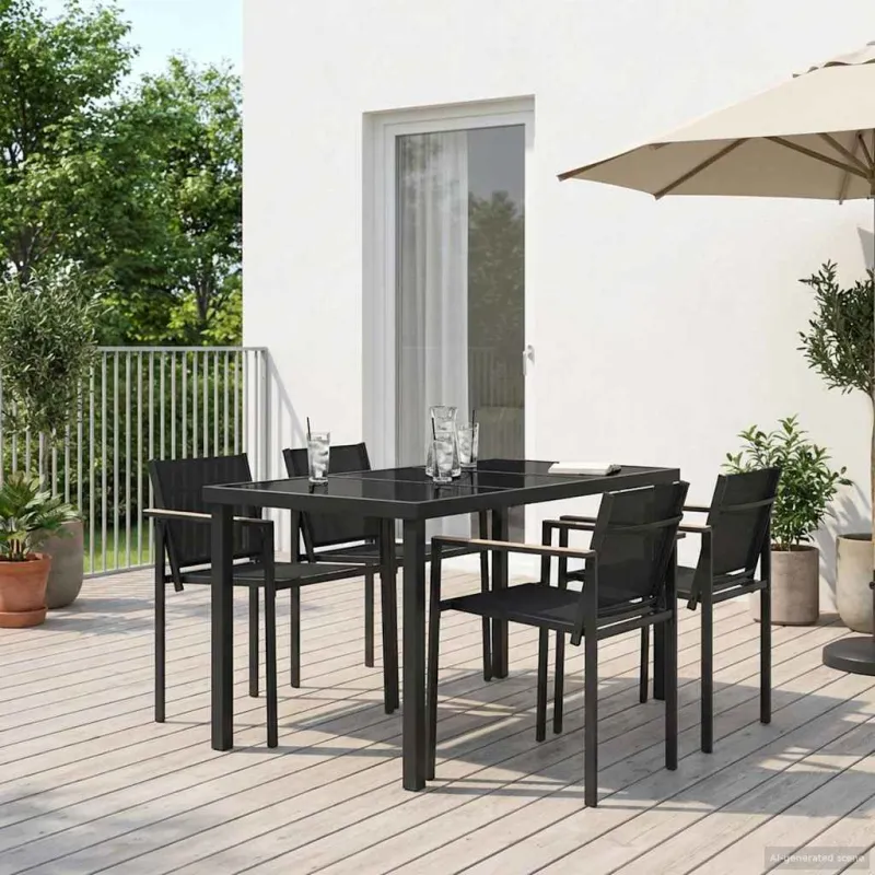 Lauko baldų komplektas 5 pcs Juoda ir Antracitas Tekstilenas