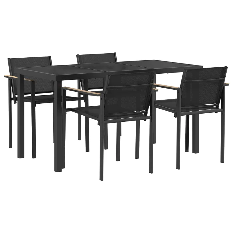 Lauko baldų komplektas 5 pcs Juoda ir Antracitas Tekstilenas