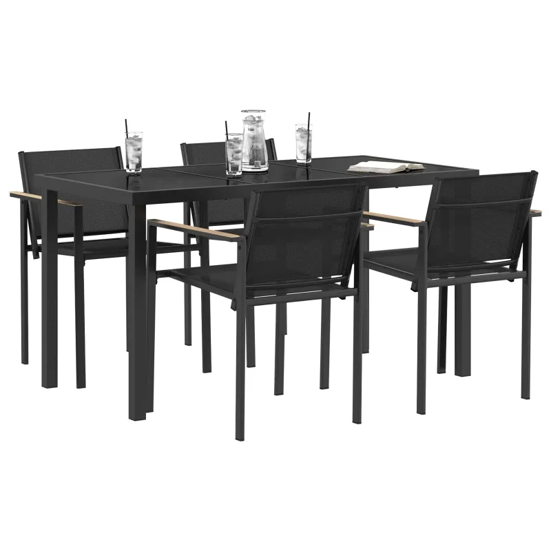 Lauko baldų komplektas 5 pcs Juoda ir Antracitas Tekstilenas