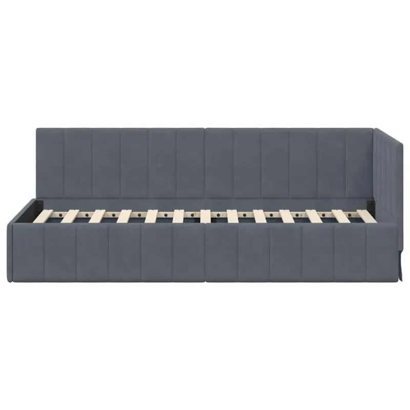Kampinė lovos konstrukcija Tamsiai pilka 80 cm x 200 cm Aksomas