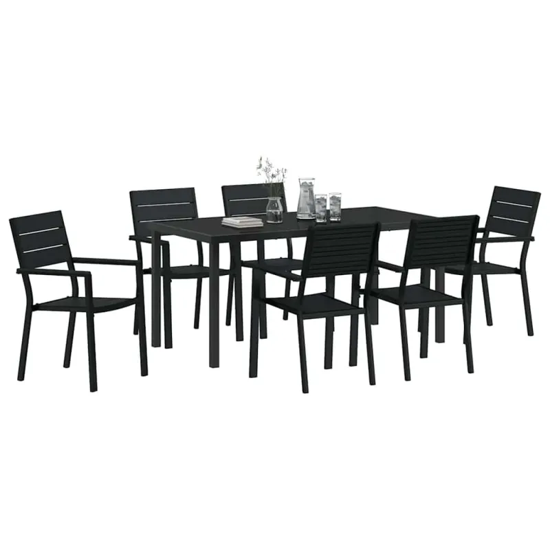 Sodo valgomojo komplektas 7 pcs Juoda