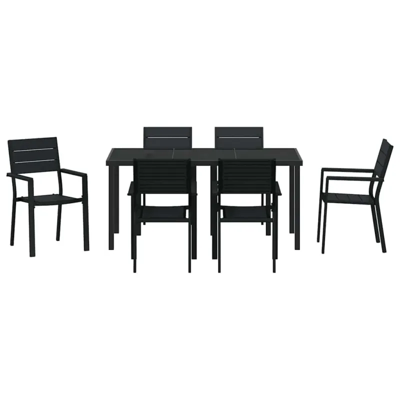 Sodo valgomojo komplektas 7 pcs Juoda