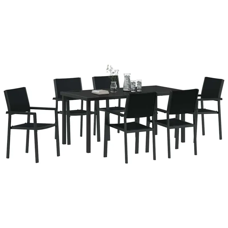 Sodo valgomojo komplektas 7 pcs Juoda