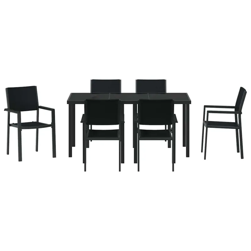 Sodo valgomojo komplektas 7 pcs Juoda