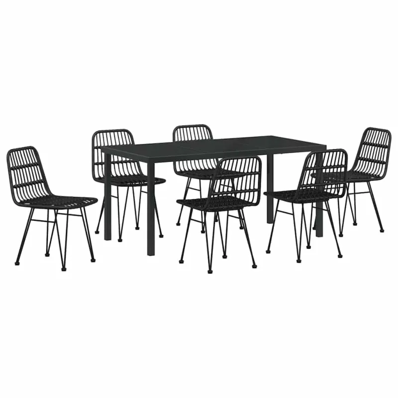 Sodo valgomojo komplektas 7 pcs Juoda