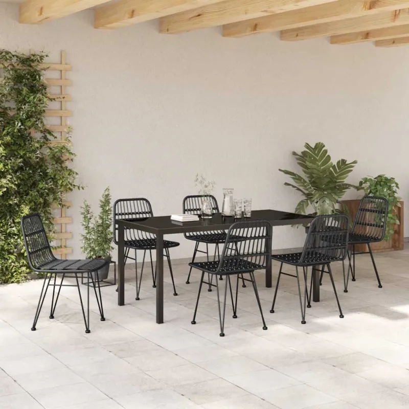 Sodo valgomojo komplektas 7 pcs Juoda