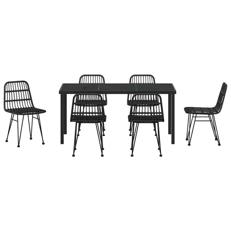 Sodo valgomojo komplektas 7 pcs Juoda