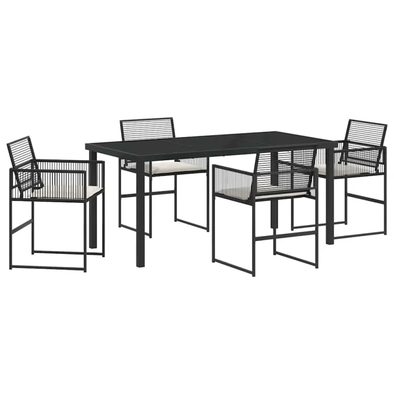 Sodo valgomojo komplektas 5 pcs Juoda poliratanas