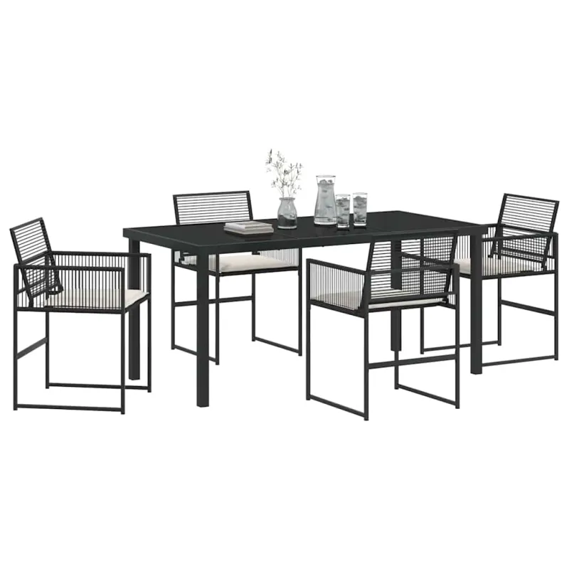 Sodo valgomojo komplektas 5 pcs Juoda poliratanas