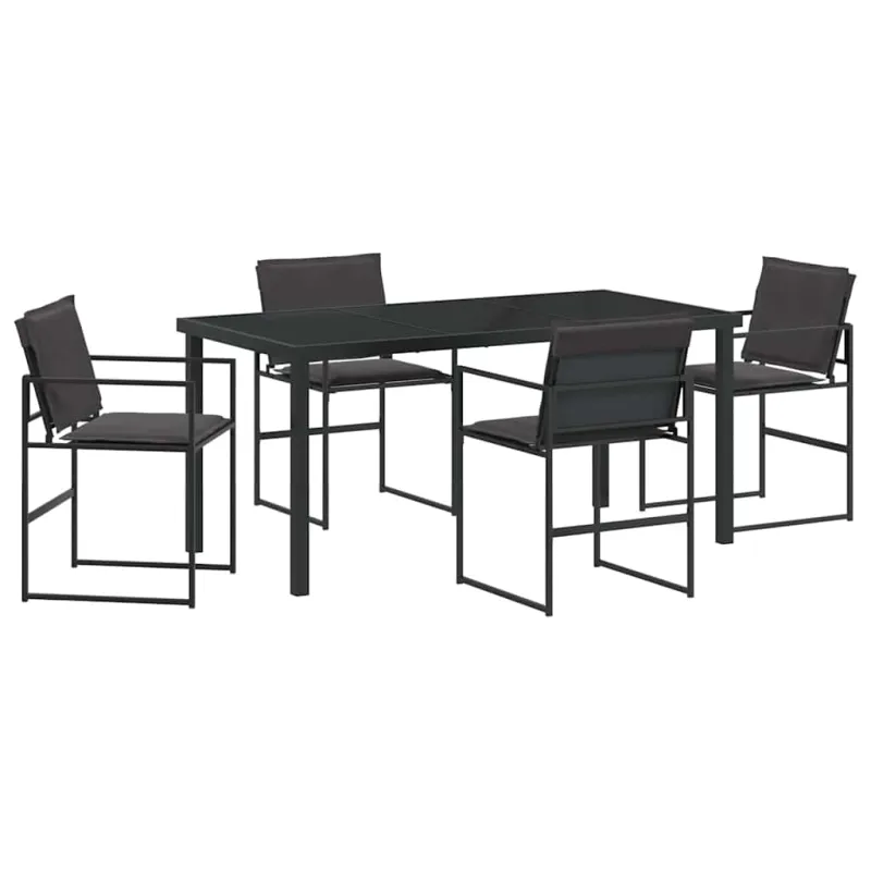 Sodo valgomojo komplektas 5 pcs Juoda 160 x 80 x 73 cm