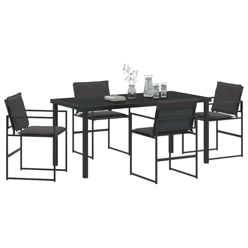 Sodo valgomojo komplektas 5 pcs Juoda 160 x 80 x 73 cm