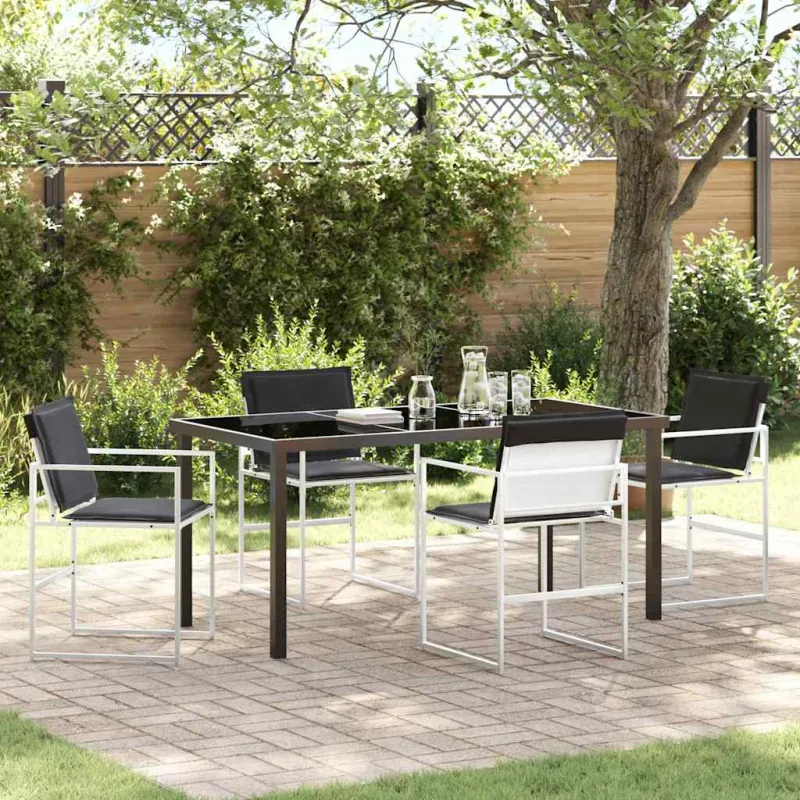 Sodo valgomojo komplektas 5 pcs Balta Textilene ir plienas