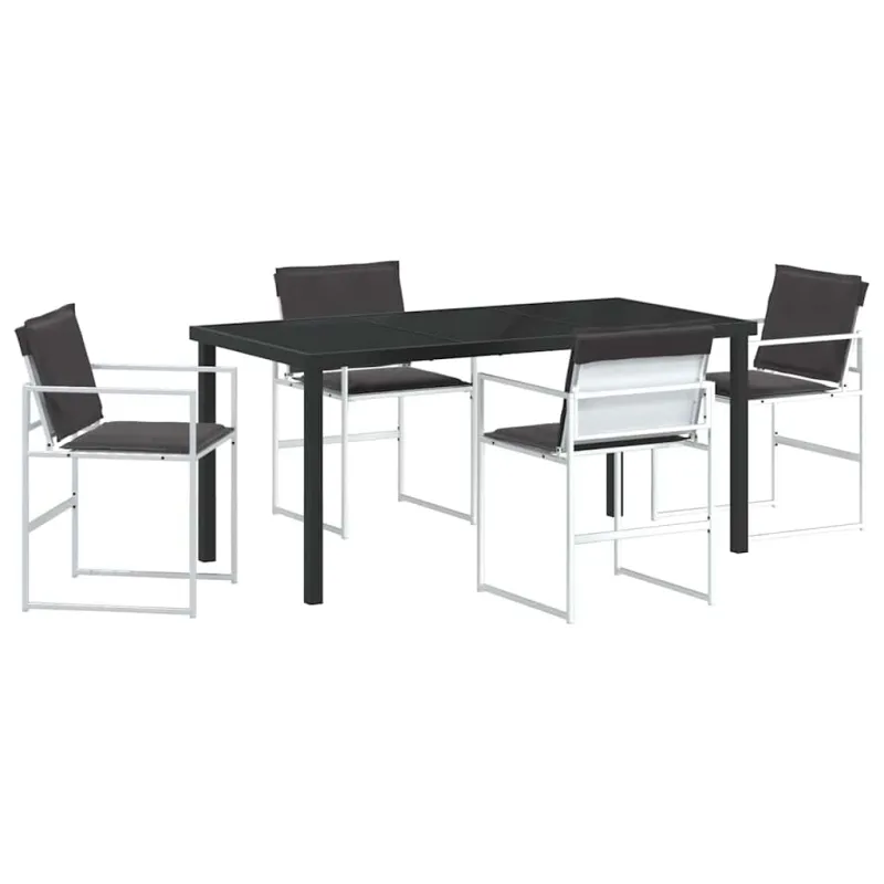 Sodo valgomojo komplektas 5 pcs Balta Textilene ir plienas