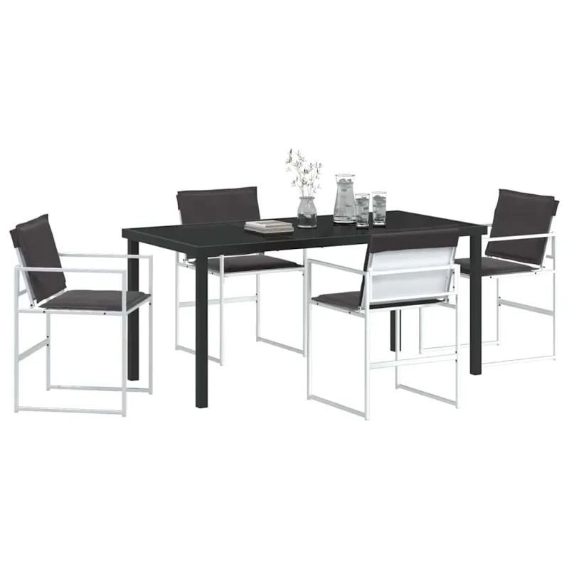 Sodo valgomojo komplektas 5 pcs Balta Textilene ir plienas