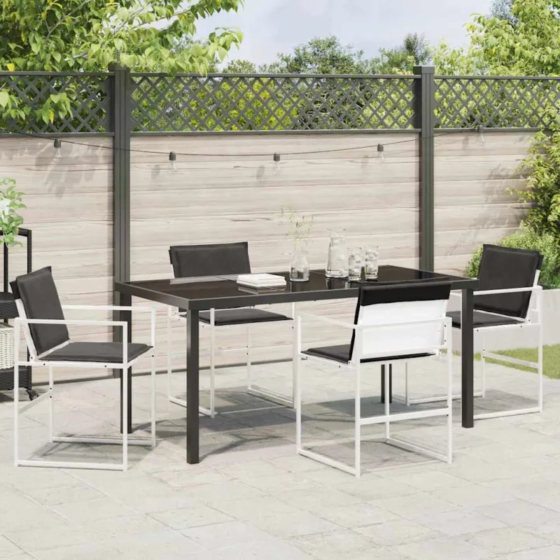Sodo valgomojo komplektas 5 pcs Balta Textilene ir plienas