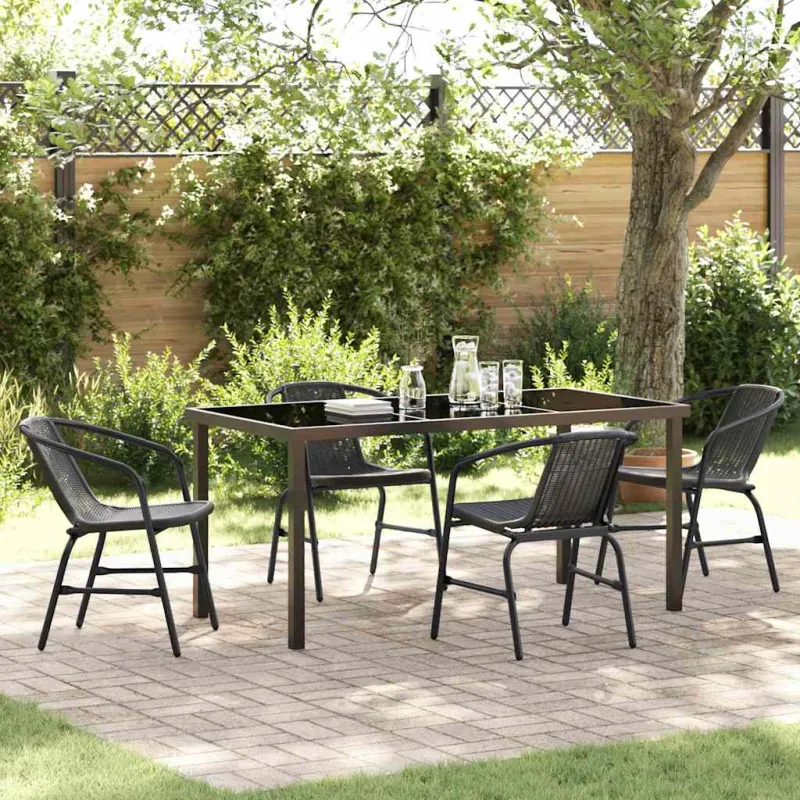 Sodo valgomojo komplektas 5 pcs Juoda