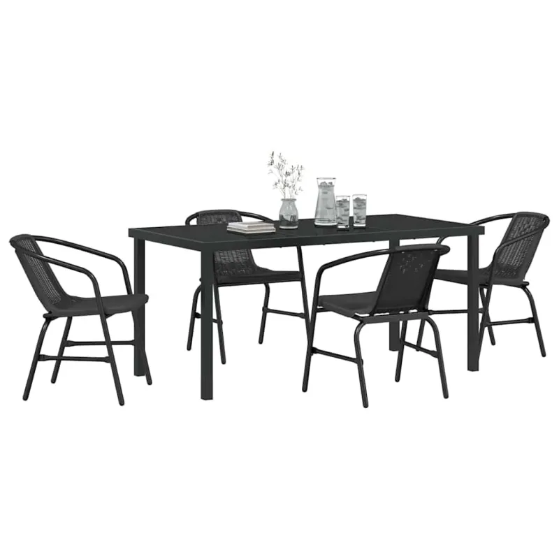 Sodo valgomojo komplektas 5 pcs Juoda
