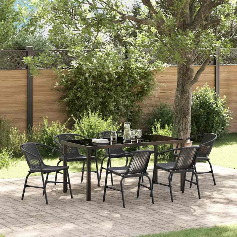 Sodo valgomojo komplektas 7 pcs Juoda