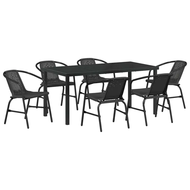 Sodo valgomojo komplektas 7 pcs Juoda