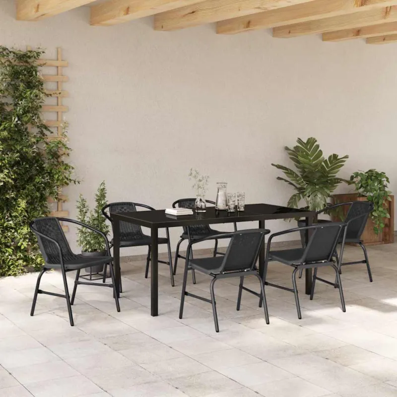 Sodo valgomojo komplektas 7 pcs Juoda