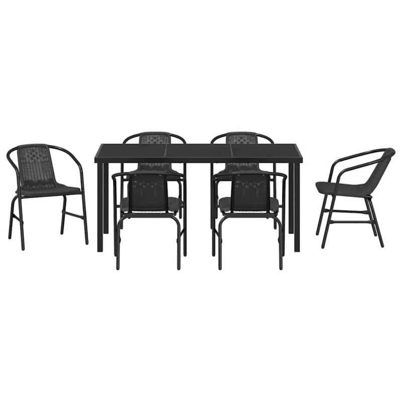 Sodo valgomojo komplektas 7 pcs Juoda