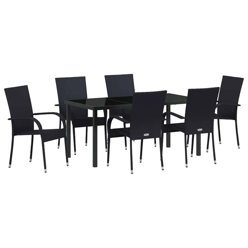 Sodo valgomojo komplektas 7 pcs Juoda