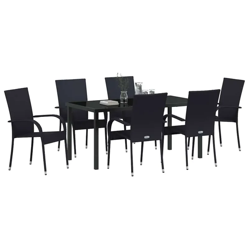 Sodo valgomojo komplektas 7 pcs Juoda