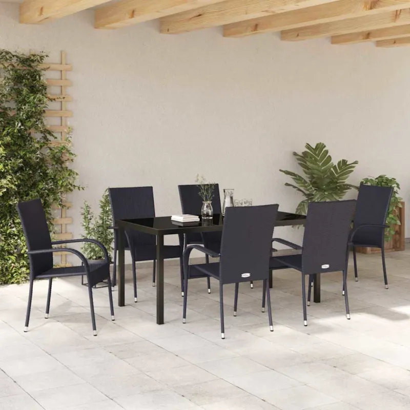 Sodo valgomojo komplektas 7 pcs Juoda
